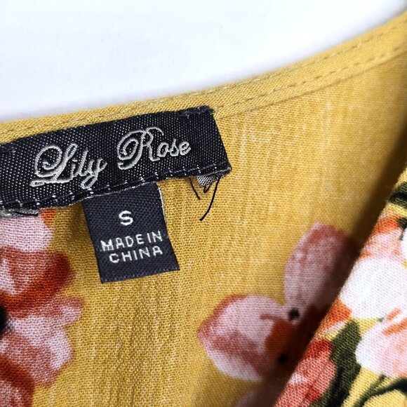 Lily Rose Long Sleeve Yellow Floral V-Neck Romper Size Small - Picture 7 of 8